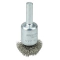 Weiler 1" Circular Flared Crimped Wire End Brush .006" Stainless Steel Fill 10042